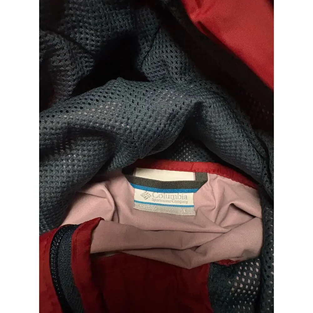 Columbia Sportwear Men’s Roan Mountain Jacket - red and gray/blue Large raincoat